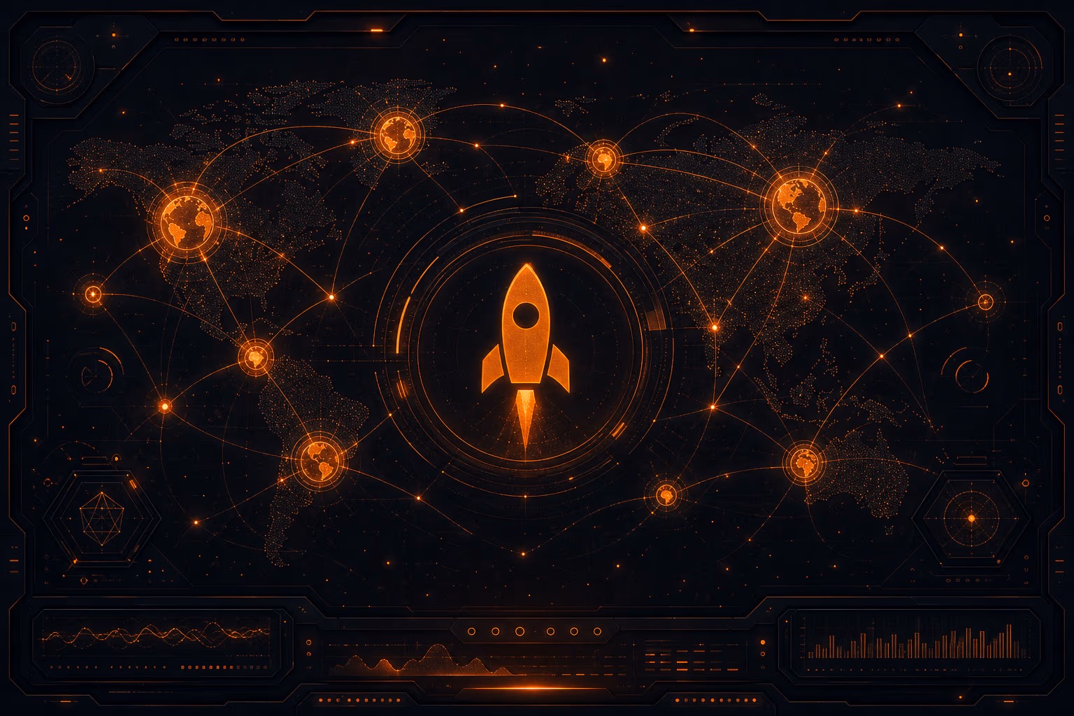 Αφηρημένη απεικόνιση της ενσωμάτωσης Astro και Cloudflare με παγκόσμιο δίκτυο και κόμβους edge computing.